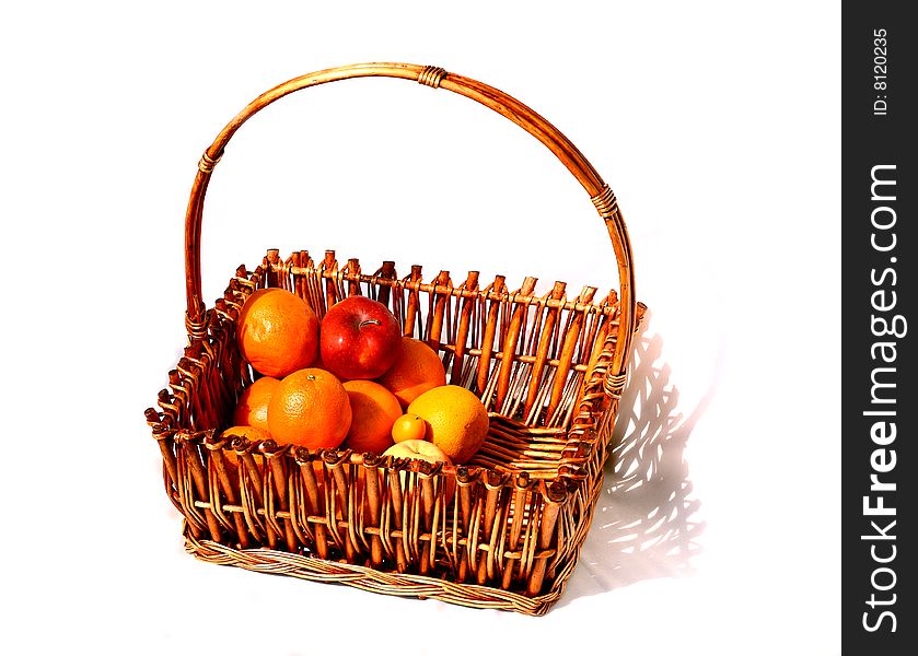 Fruits in a Rattan basket. Fruits in a Rattan basket