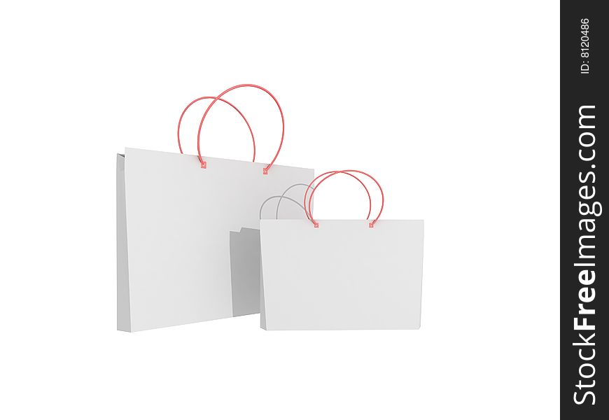 Two paper packages on a white background isolated. Two paper packages on a white background isolated