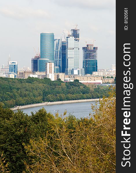 Construction of a skyscraper in Moscow