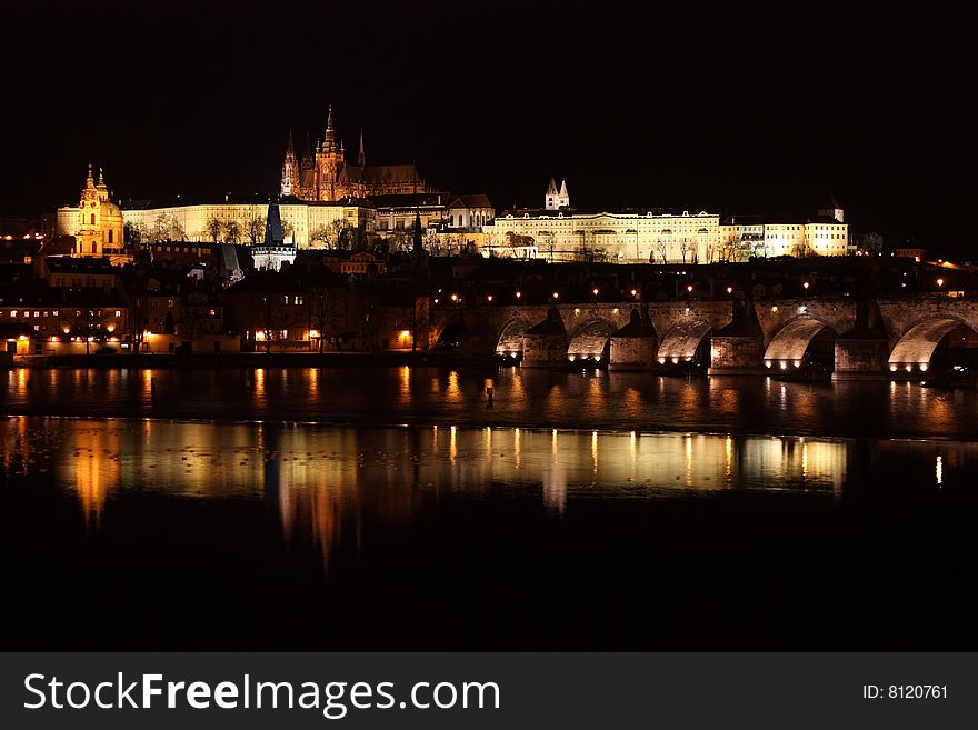 Wiew of old city of Prague -castle , on night. Wiew of old city of Prague -castle , on night