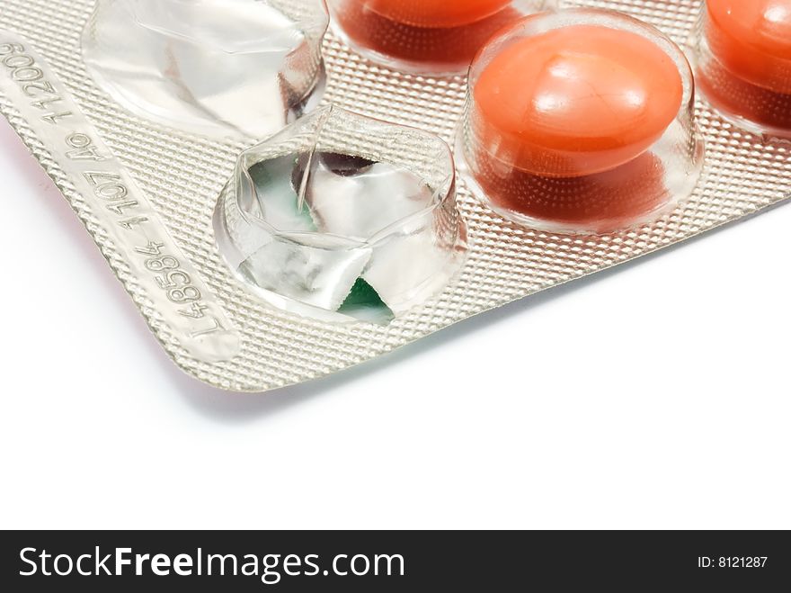 Isolated pills on white background