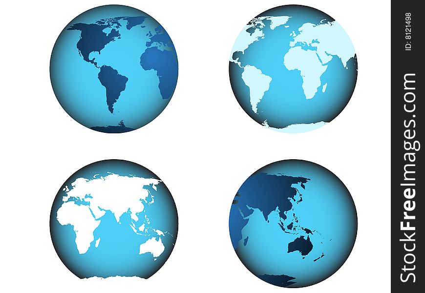 Vector of world map, globe illustrated