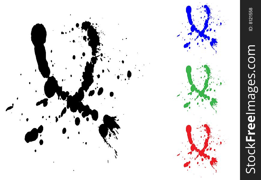 Vector illustrated ink splash in various colors