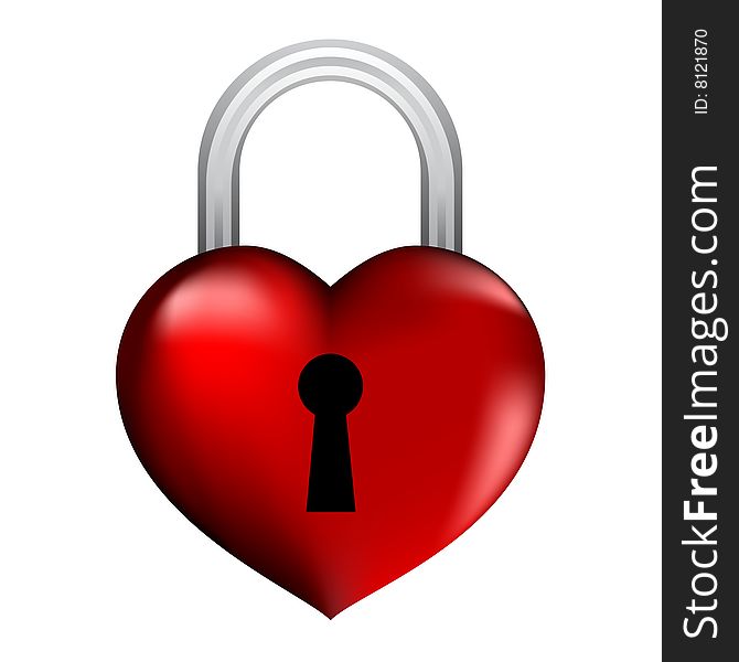 Red Heart Illustrated As Padlock
