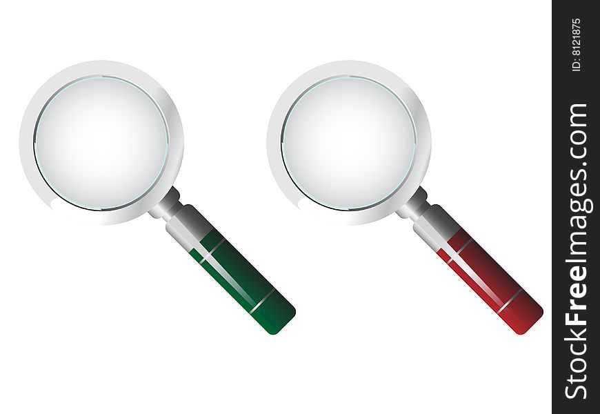 Vector illustration of two magnifiers