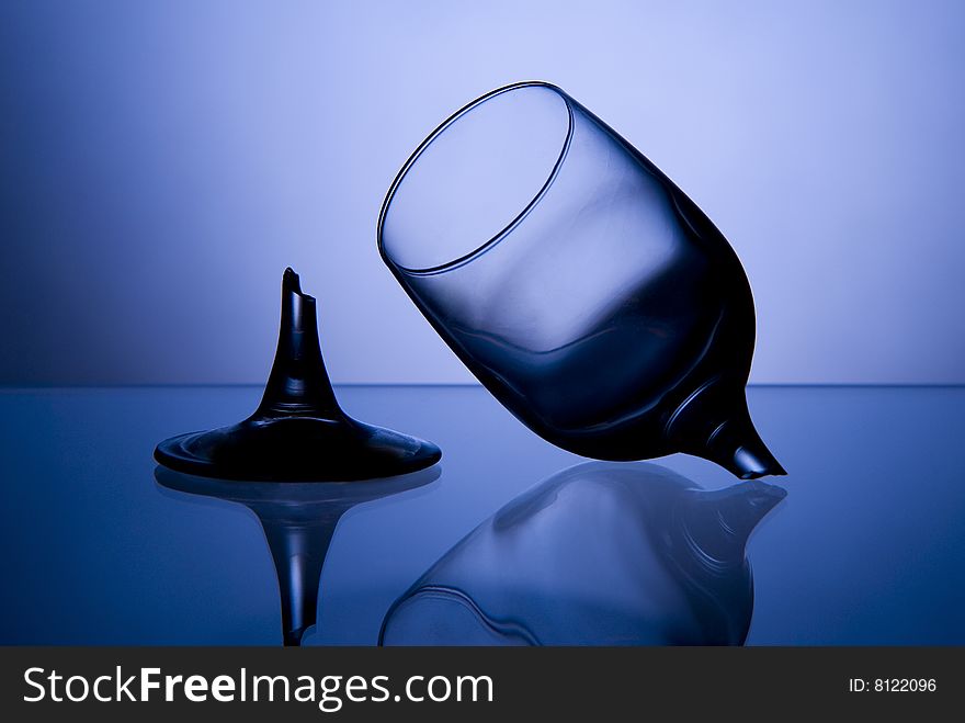 Image of glass on blue background. Image of glass on blue background