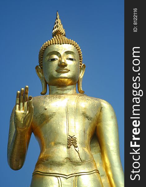 Golden Buddha at Hatyai Hill Temple, Hatyai, Thailand