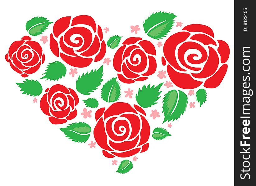 Heart made from 6 red roses. Heart made from 6 red roses