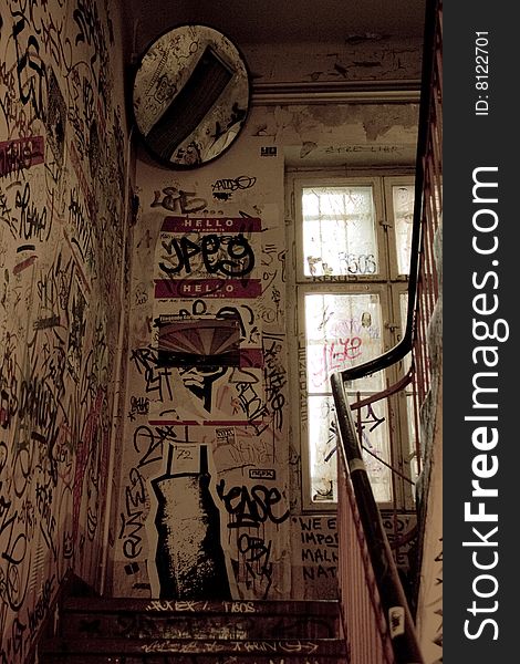 Old Staircase with grafitti in Berlin