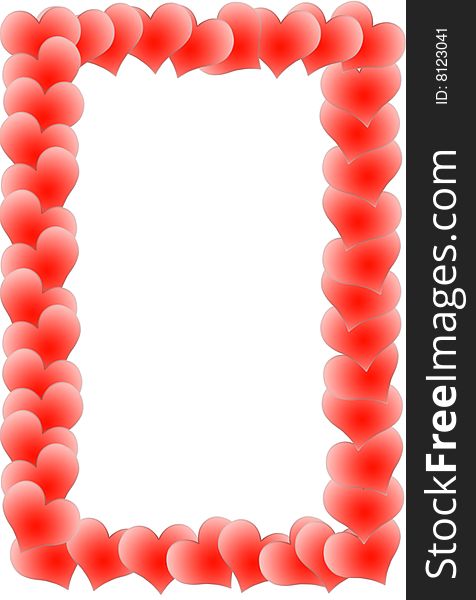 Frame red hearts white background isolated. Frame red hearts white background isolated