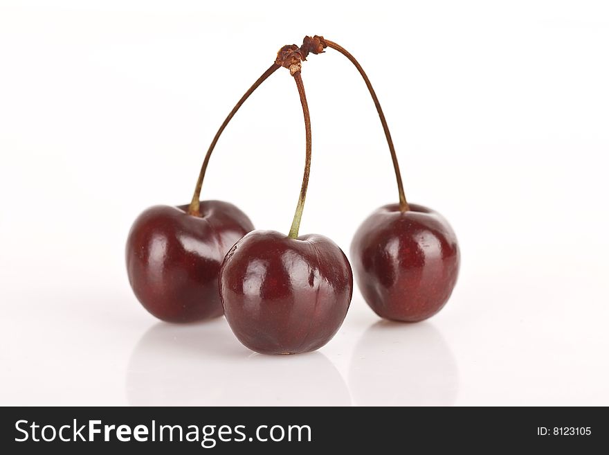 Three Cherries objects isolated on white background