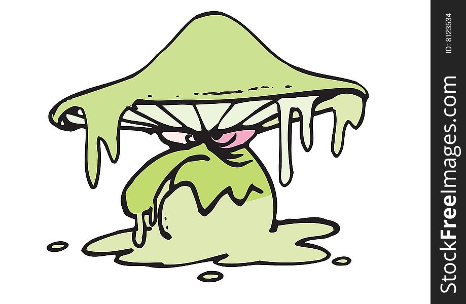 Angry green mushroom all wet