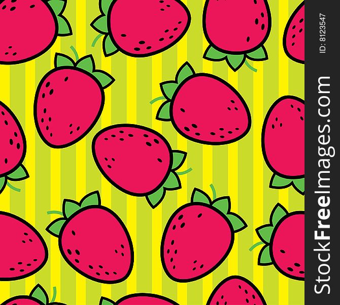 Seamless bright pattern with cute childish strawberries. Seamless bright pattern with cute childish strawberries