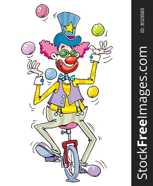 Happy clown juggle ring with balls