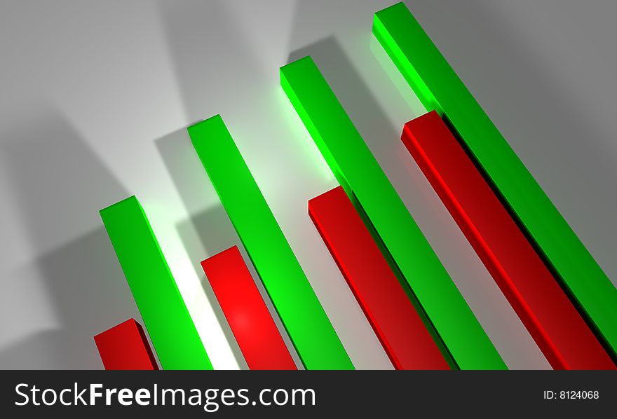 Red and green bars showing good wealth. Red and green bars showing good wealth