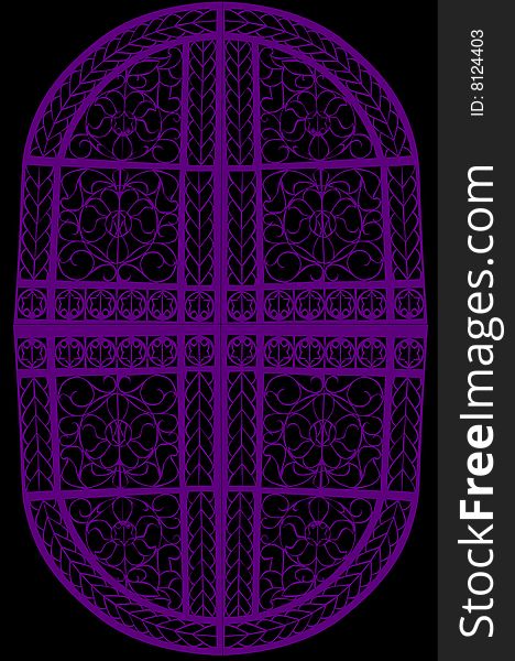 Abstract oval violet decoration on black background