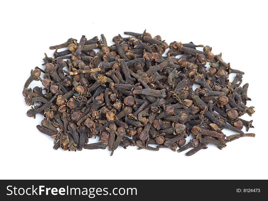 Pile of cloves isolated on the white background