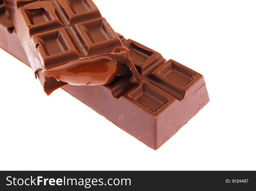 Taste chocolate isolated on a white background