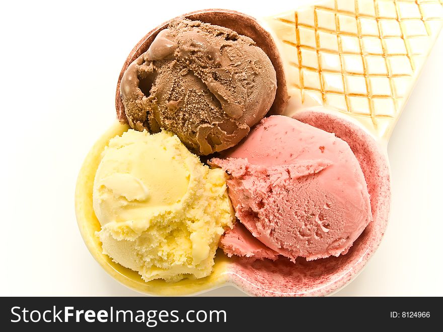 A creamy ice-cream is in glass tableware