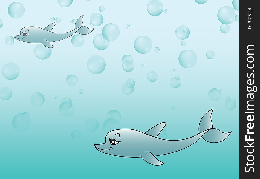 Dolphins swimming illustration