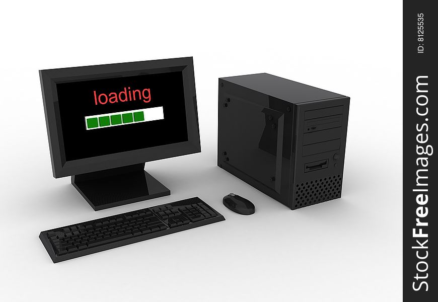 3d render of computer loading. Technology concept