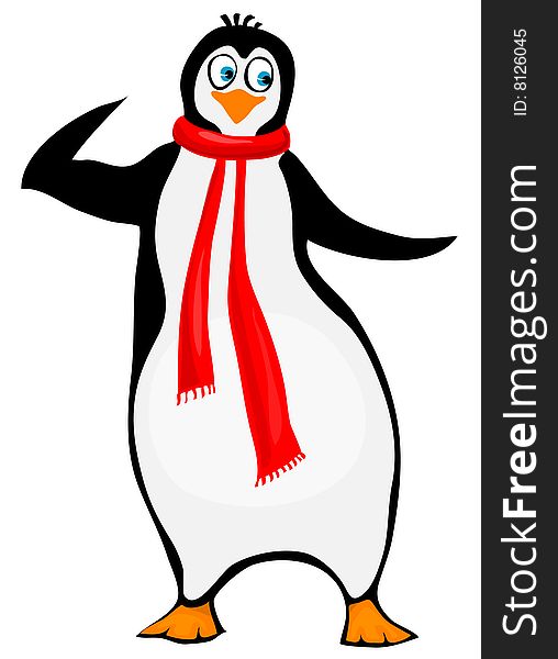 Dancing penguin isolated on white