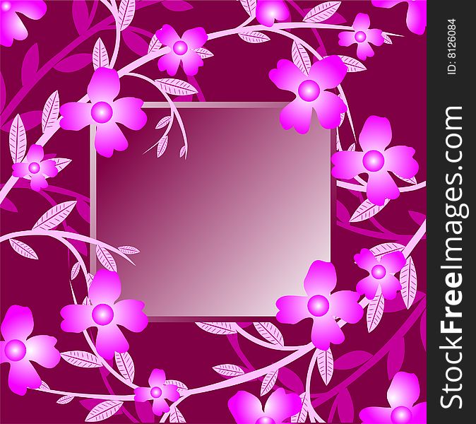 Floral frame background, blue flowers