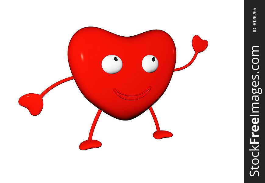 Happy red heart symbol with hands and legs
