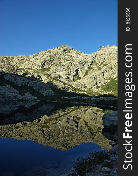 Melo lake in Restonica Valley in Corsica. Melo lake in Restonica Valley in Corsica