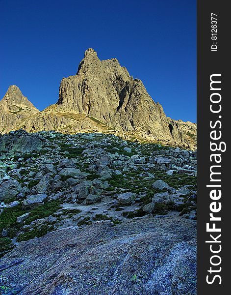 Mountain in the valley of Restonica in Corsica. Mountain in the valley of Restonica in Corsica