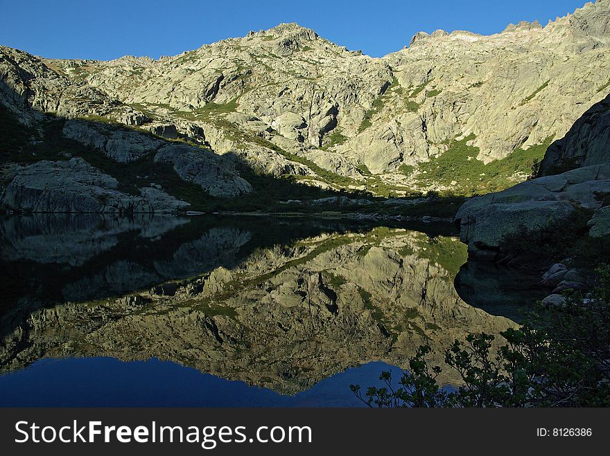 Melo lake in Restonica valley in Corsica. Melo lake in Restonica valley in Corsica