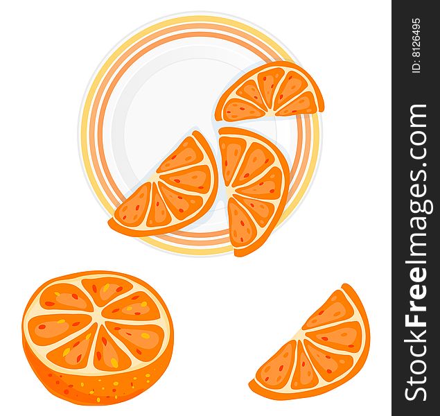 Vector oranges isolated on white