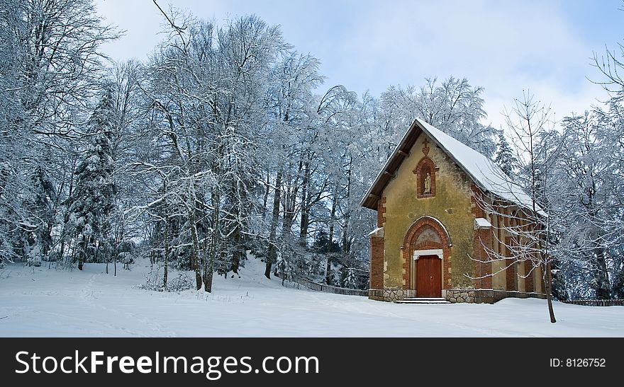 church in the mountain in french alps
