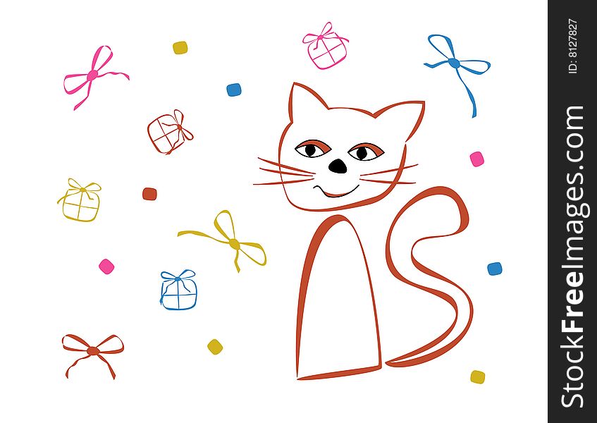 Vector picture with cat for children. Vector picture with cat for children