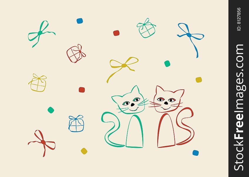 Vector picture with cats for children. Vector picture with cats for children