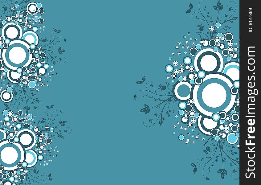 The vector illustration contains the image of blue floral background