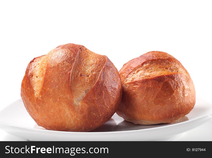 Freshly Baked Bread. Isolated on White Background