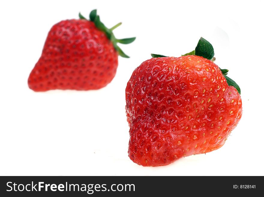 Fresh strawberries on white background.