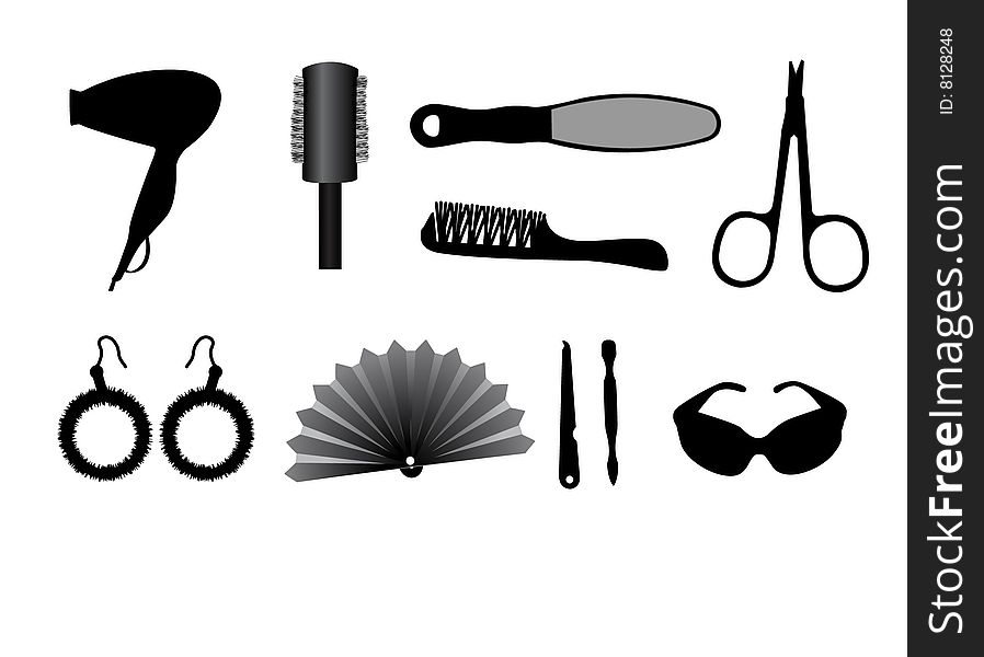 Vector illustration of ladies accessories. Vector illustration of ladies accessories