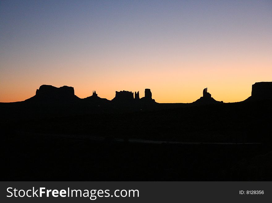 The Sunrise at Monument Valley early in the morning. The Sunrise at Monument Valley early in the morning.