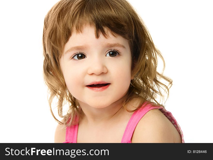 Portrait of an adorable caucasian one year old girl