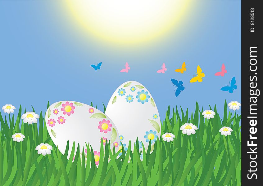 The vector illustration contains the image of eggs