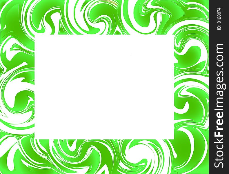 Green frame on white background