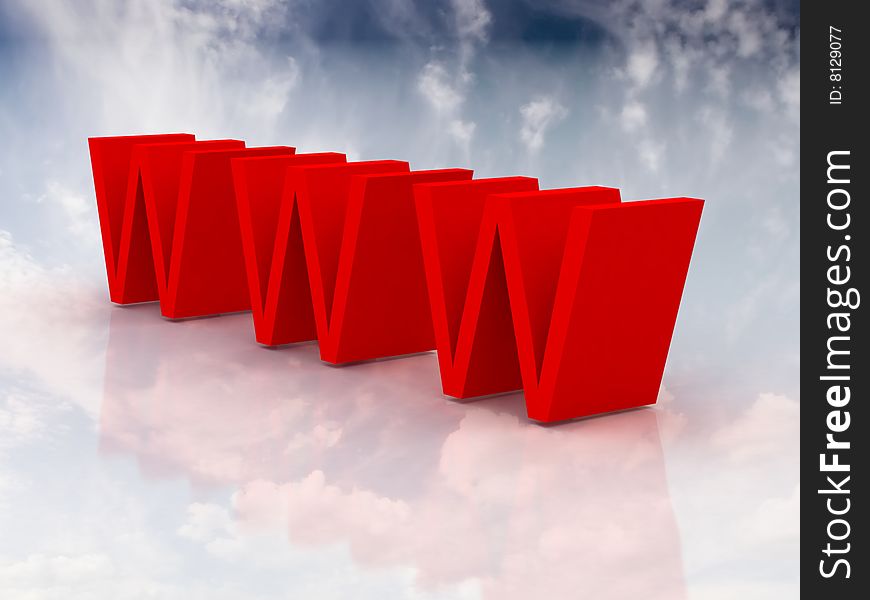 An illustrated background with a red 3D 'www' sign standing for the 'world wide web', on a skyed background. An illustrated background with a red 3D 'www' sign standing for the 'world wide web', on a skyed background.