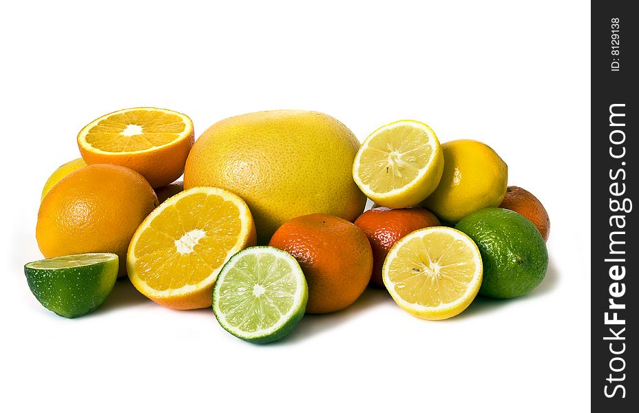 Assortment Of Citrus On White