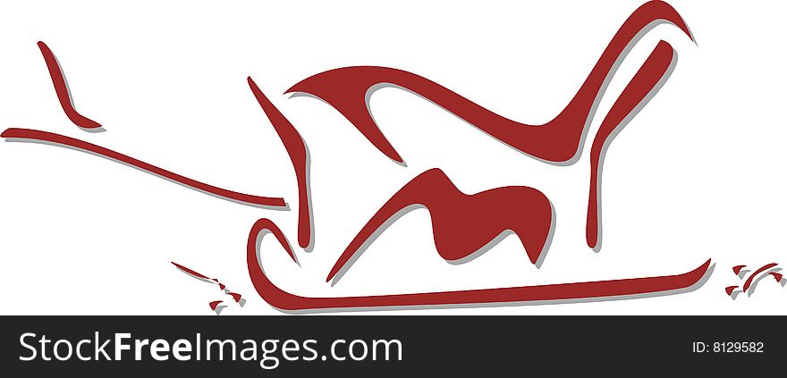 This is a vector illustration of a red Wooden sleigh. This is a vector illustration of a red Wooden sleigh