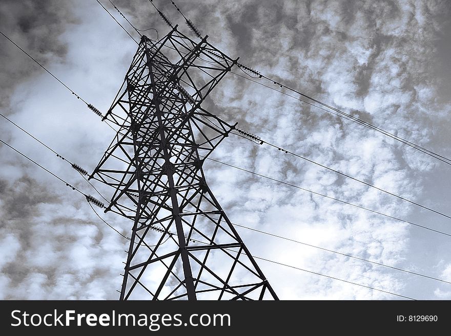 Electric tower in sky background. Electric tower in sky background.