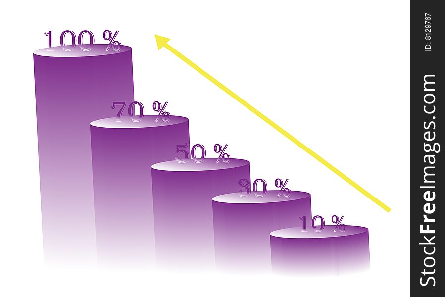 Illustration of violet graph and yellow arrow