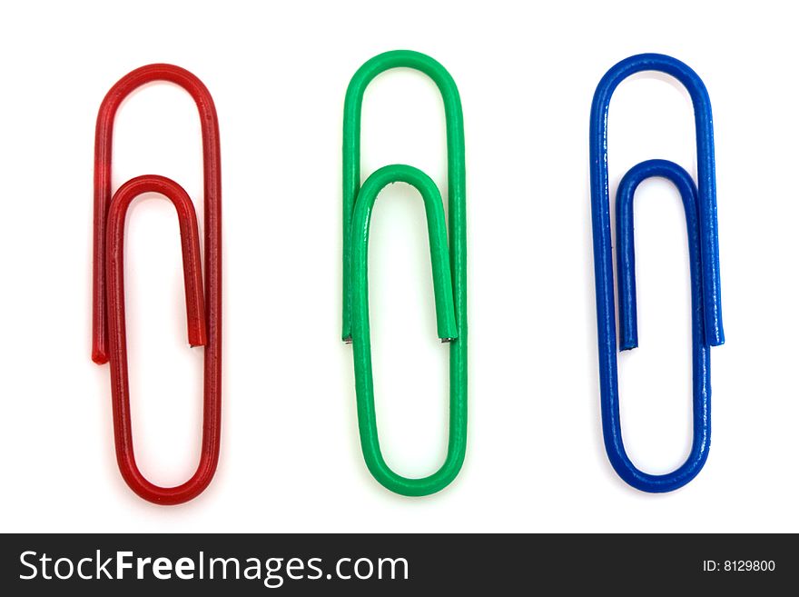 Paper clips  isolated on a white background