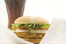 Crisp Chicken Burger Tomato Onion Cheese Lettuce Stock Photo